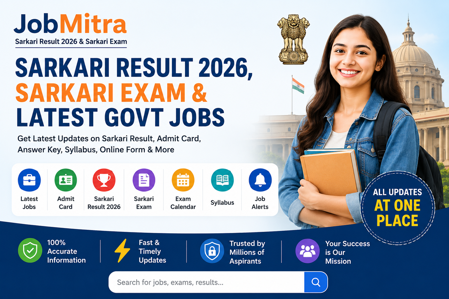 JobMitra featured image showing Sarkari Result 2026, Sarkari Exam and latest government job updates portal