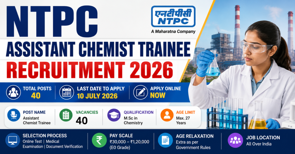 NTPC Assistant Chemist Trainee Recruitment 2026 – 40 Posts Online Form