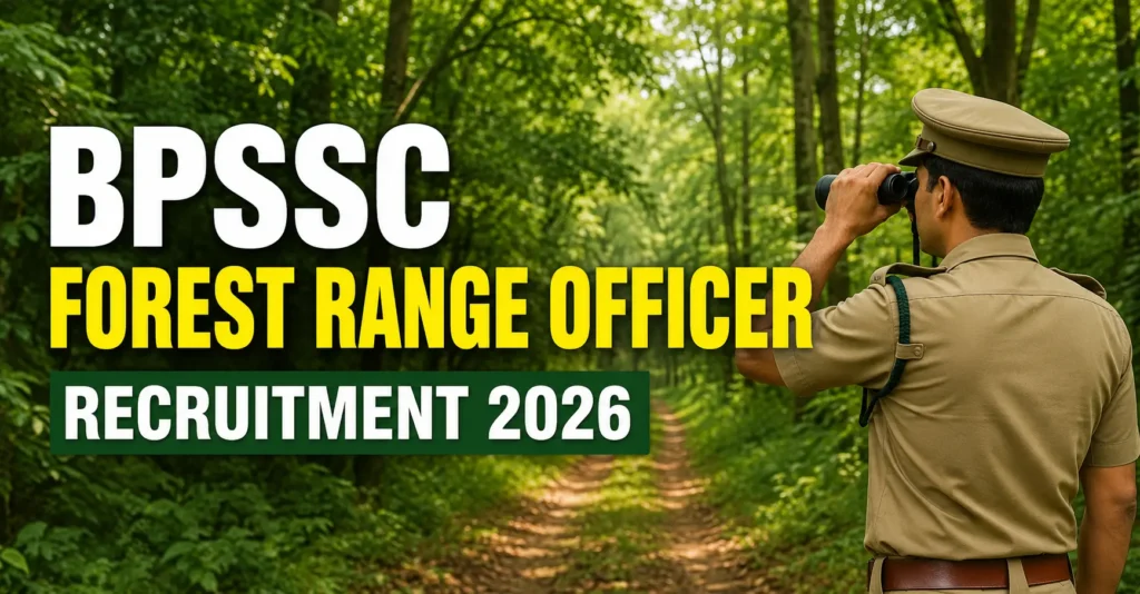 BPSSC Forest Range Officer Recruitment 2026 official featured image showing a Forest Range Officer in uniform with forest background and recruitment banner.
