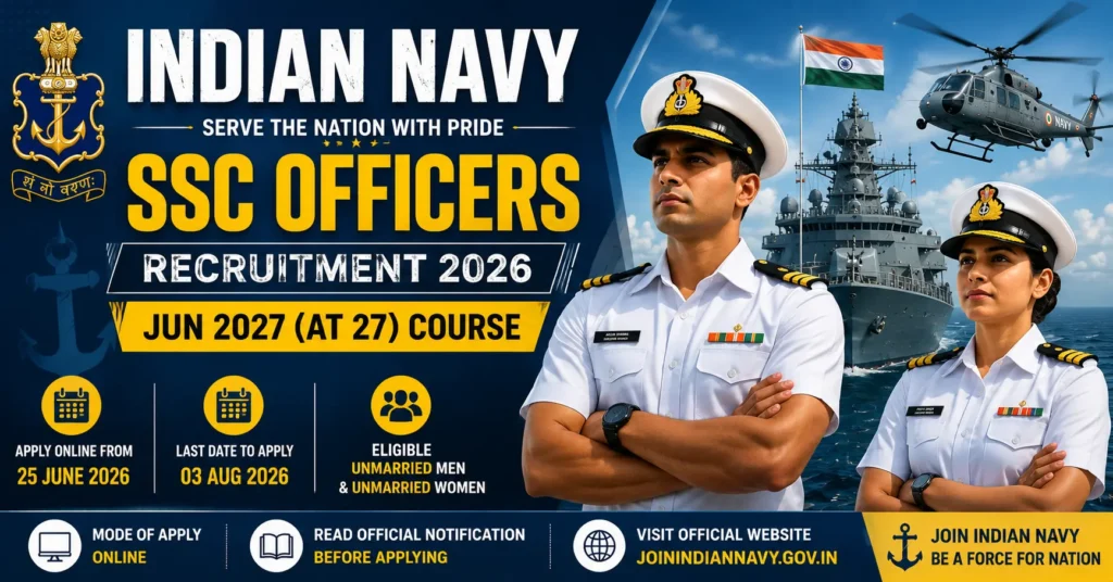 Indian Navy SSC Officers Recruitment 2026 featured image for Jun 2027 Course with Indian Navy officers