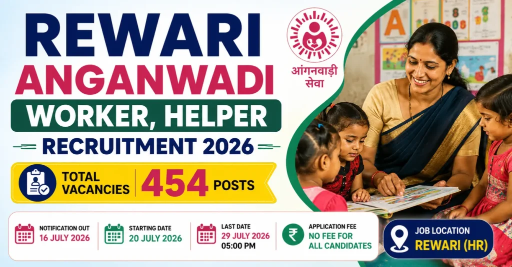 Rewari Anganwadi Worker Helper Recruitment 2026 – 454 Posts Notification
