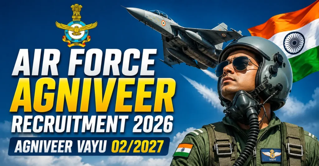 Air Force Agniveer Recruitment 2026 featured banner for Agniveer Vayu 02/2027 online application.