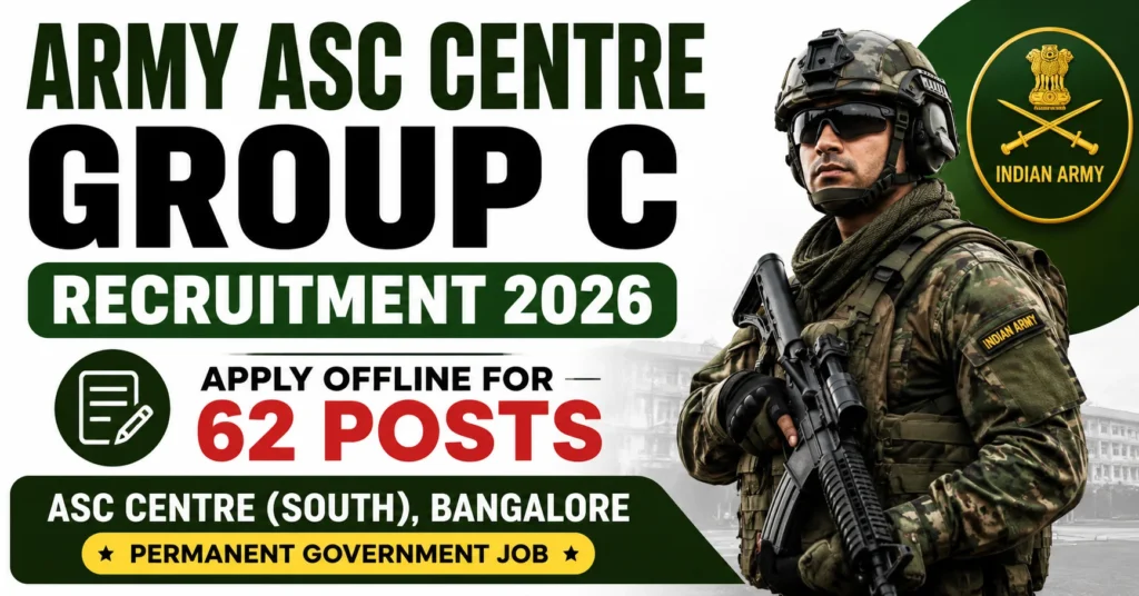 Army ASC Centre Group C Recruitment 2026 – 62 Posts