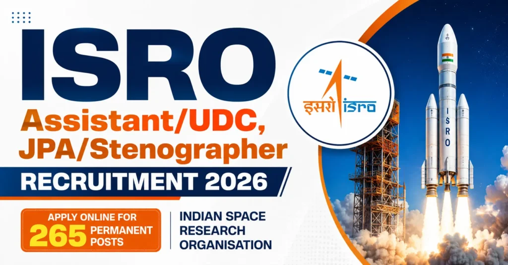 ISRO Assistant/UDC JPA/Stenographer Recruitment 2026 for 265 Posts