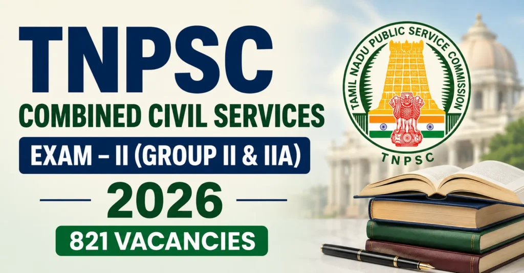 TNPSC Combined Civil Services Exam II Group II and IIA Recruitment 2026 – 821 Vacancies