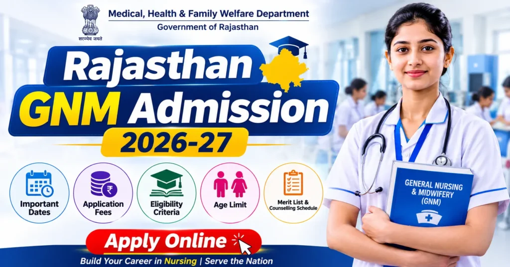 Rajasthan GNM Admission 2026-27 featured image for General Nursing and Midwifery online admission