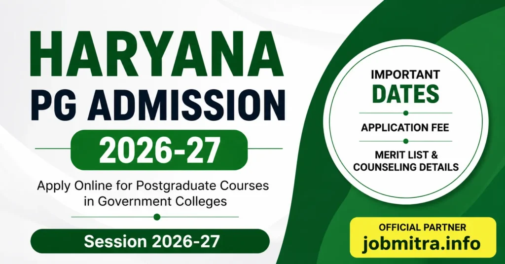Haryana PG Admission 2026-27 Online Form