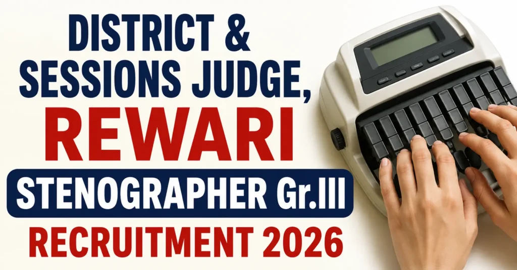 District & Sessions Judge Rewari Stenographer Grade III Recruitment 2026