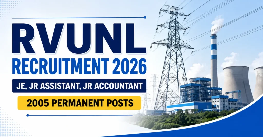 RVUNL Recruitment 2026 featured image for 2005 Junior Engineer, Junior Assistant and Junior Accountant permanent vacancies