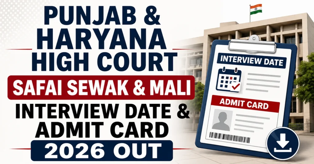 Punjab & Haryana High Court Safai Sewak & Mali Interview Date and Admit Card 2026 official announcement banner