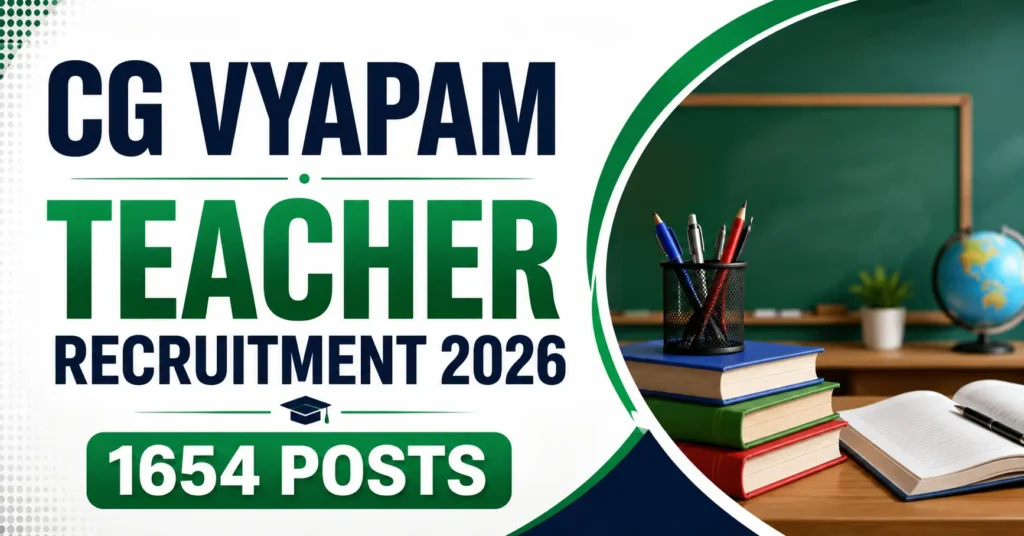CG Vyapam Teacher Recruitment 2026 – 1654 Teacher Posts