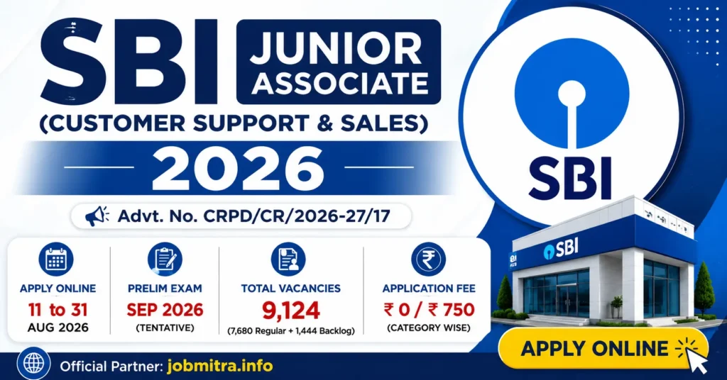 SBI Junior Associate Customer Support and Sales Recruitment 2026 – 9,124 Vacancies