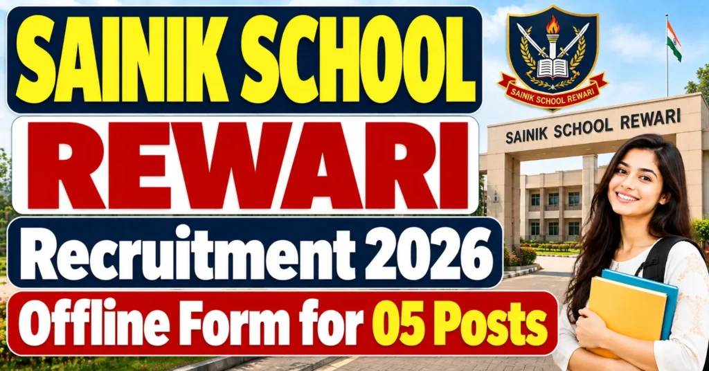 Sainik School Rewari Recruitment 2026 – Offline Form for 05 Posts